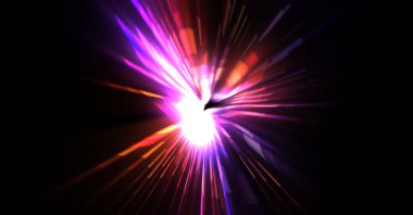 Fütürist mercek patlaması. Parlayan parçacıkları ve çizgileri olan ışık patlaması yıldızı. Güzel soyut ışın arkaplanı.
