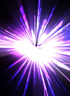 Fütürist mercek patlaması. Parlayan parçacıkları ve çizgileri olan ışık patlaması yıldızı. Güzel soyut ışın arkaplanı.