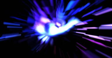 Işık parçacık izleri. Parlayan parçacıkları ve çizgileri olan ışık patlaması yıldızı. Güzel hareketli soyut ışın arkaplanı.