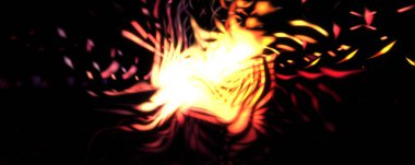 Işık parçacık izleri. Parlayan parçacıkları ve çizgileri olan ışık patlaması yıldızı. Güzel hareketli soyut ışın arkaplanı.