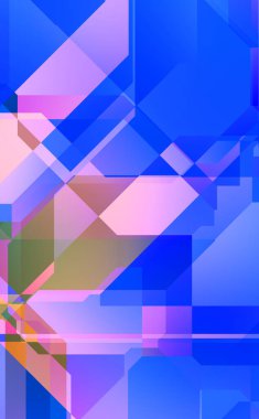 Renkli ve canlı geometrik şekiller katmanları var. Bir teknoloji planının dijital illüstrasyonu. Gelecekçi tasarım şablonu.