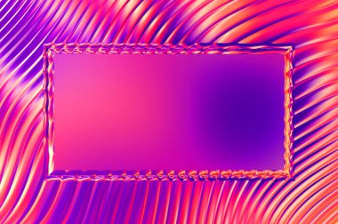 Soyut çerçeveli arkaplan. Renkli, canlı, dalgalı bir duvar kağıdı. Merkezi çerçeveli yaratıcı grafik 2d çizim. Dinamik şekilli modaya uygun sıvı örtüsü.