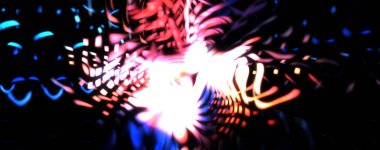 Işık parçacık izleri. Parlayan parçacıkları ve çizgileri olan ışık patlaması yıldızı. Güzel hareketli soyut ışın arkaplanı.