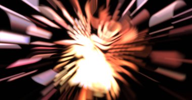 Işık parçacık izleri. Parlayan parçacıkları ve çizgileri olan ışık patlaması yıldızı. Güzel hareketli soyut ışın arkaplanı.