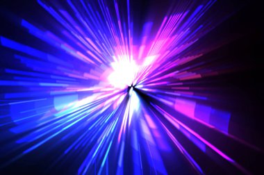 Fütürist mercek patlaması. Parlayan parçacıkları ve çizgileri olan ışık patlaması yıldızı. Güzel soyut ışın arkaplanı.