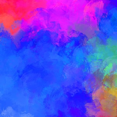 Canlı fırça darbeleriyle boyanmış. Renkli desenli resim. Fırçalanmış duvar kağıdını boya.