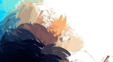 Taranmış Boyalı Soyut Arkaplan. Vahşi kaotik fırça darbeleri. Boya darbeleri. 2D İllüstrasyon. Fırça darbeli resim. 