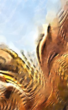 Modern sanat. Renkli çağdaş sanat eserleri. Renkli boya darbeleri. Soyut arkaplanda fırça darbeleri. fırça boyası.