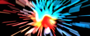 Işık parçacık izleri. Parlayan parçacıkları ve çizgileri olan ışık patlaması yıldızı. Güzel hareketli soyut ışın arkaplanı.