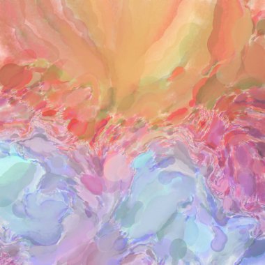 El yapımı sürreal soyut desenli suluboya. Modern sanatsal resim. 2D çizim. Arkaplan boyası karışımı. Yaratıcı duvar sanatı. Çağdaş sanat.