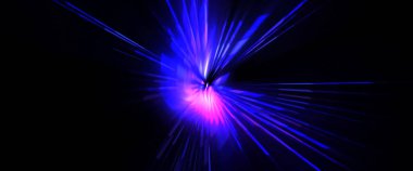 Fütürist mercek patlaması. Parlayan parçacıkları ve çizgileri olan ışık patlaması yıldızı. Güzel soyut ışın arkaplanı.