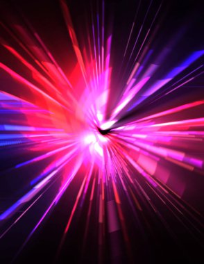 Fütürist mercek patlaması. Parlayan parçacıkları ve çizgileri olan ışık patlaması yıldızı. Güzel soyut ışın arkaplanı.