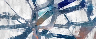 Soyut arkaplanda pürüzlü fırça darbeleri. Fırça boyası. Renkli boya darbeleri. Eşsiz duvar sanatı. Tuvaldeki modern sanat. Renkli çağdaş sanat eserleri. 