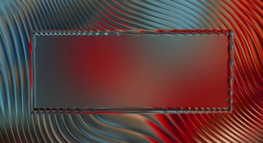 Soyut çerçeveli arkaplan. Renkli, canlı, dalgalı bir duvar kağıdı. Merkezi çerçeveli yaratıcı grafik 2d çizim. Dinamik şekilli modaya uygun sıvı örtüsü.