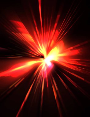 Fütürist mercek patlaması. Parlayan parçacıkları ve çizgileri olan ışık patlaması yıldızı. Güzel soyut ışın arkaplanı.