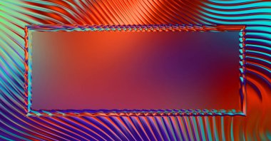 Soyut çerçeveli arkaplan. Renkli, canlı, dalgalı bir duvar kağıdı. Merkezi çerçeveli yaratıcı grafik 2d çizim. Dinamik şekilli modaya uygun sıvı örtüsü.