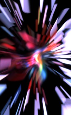 Işık parçacık izleri. Parlayan parçacıkları ve çizgileri olan ışık patlaması yıldızı. Güzel hareketli soyut ışın arkaplanı.