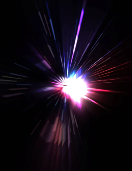 Futuristic Lens Flare Light Explosion Star Glowing Particles Lines Beautiful — Stock Photo, Image