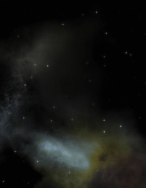 Galaksi uzayındaki yıldız alanı renkli nebula ile. Uzayın derinliklerinin bilim kurgu geçmişi. Ruhsal duvar kağıdı.