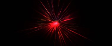 Fütürist mercek patlaması. Parlayan parçacıkları ve çizgileri olan ışık patlaması yıldızı. Güzel soyut ışın arkaplanı.