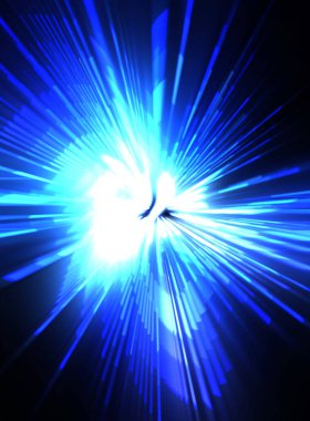 Fütürist mercek patlaması. Parlayan parçacıkları ve çizgileri olan ışık patlaması yıldızı. Güzel soyut ışın arkaplanı.