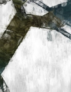 Soyut arkaplanda pürüzlü fırça darbeleri. Fırça boyası. Renkli boya darbeleri. Eşsiz duvar sanatı. Tuvaldeki modern sanat. Renkli çağdaş sanat eserleri. 