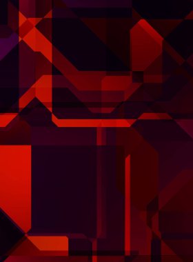 Renkli ve canlı geometrik şekiller katmanları var. Bir teknoloji planının dijital illüstrasyonu. Gelecekçi tasarım şablonu.