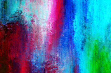Modern sanat. Renkli çağdaş sanat eserleri. Renkli boya darbeleri. Soyut arkaplanda fırça darbeleri. Fırça boyası. Eşsiz duvar sanatı.
