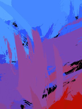 Vahşi fırça darbeleriyle yaratıcı soyut resim. Artistik fırça darbeleriyle donatılmış. Renkli ve canlı bir tasvir. Boyalı sanat.