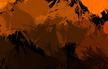 Vahşi fırça darbeleriyle yaratıcı soyut resim. Artistik fırça darbeleriyle donatılmış. Renkli ve canlı bir tasvir. Boyalı sanat.