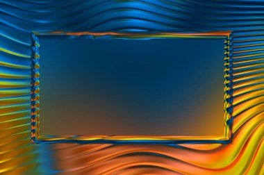 Soyut çerçeveli arkaplan. Renkli, canlı, dalgalı bir duvar kağıdı. Merkezi çerçeveli yaratıcı grafik 2d çizim. Dinamik şekilli modaya uygun sıvı örtüsü.