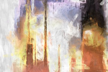 Soyut arkaplanda pürüzlü fırça darbeleri. Fırça boyası. Renkli boya darbeleri. Eşsiz duvar sanatı. Tuvaldeki modern sanat. Renkli çağdaş sanat eserleri. 