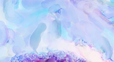 Alkol mürekkebini andıran rahatlatıcı fırça darbelerinin modern resmi. Poster, duvar sanatı, afiş, kart, kitap kapağı veya ambalaj için pastel renkli suluboya resim.