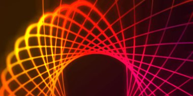 Işık dalgalarının neon renkli soyut tasarımı. Dijital arka plan ve neon ışığı parlama efekti. Parlak ışınlar duvar kağıdı.