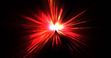 Fütürist mercek patlaması. Parlayan parçacıkları ve çizgileri olan ışık patlaması yıldızı. Güzel soyut ışın arkaplanı.