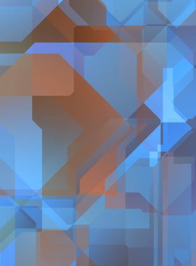 Renkli ve canlı geometrik şekiller katmanları var. Bir teknoloji planının dijital illüstrasyonu. Gelecekçi tasarım şablonu.