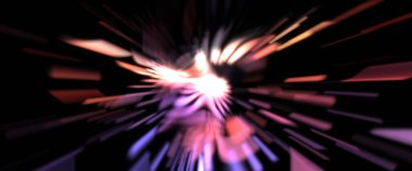 Işık parçacık izleri. Parlayan parçacıkları ve çizgileri olan ışık patlaması yıldızı. Güzel hareketli soyut ışın arkaplanı.