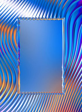 Soyut çerçeveli arkaplan. Renkli, canlı, dalgalı bir duvar kağıdı. Merkezi çerçeveli yaratıcı grafik 2d çizim. Dinamik şekilli modaya uygun sıvı örtüsü.