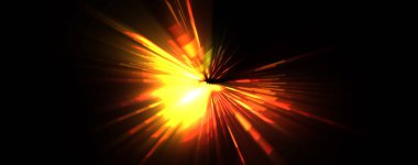 Fütürist mercek patlaması. Parlayan parçacıkları ve çizgileri olan ışık patlaması yıldızı. Güzel soyut ışın arkaplanı.