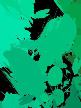 Vahşi fırça darbeleriyle yaratıcı soyut resim. Artistik fırça darbeleriyle donatılmış. Renkli ve canlı bir tasvir. Boyalı sanat.