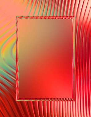 Soyut çerçeveli arkaplan. Renkli, canlı, dalgalı bir duvar kağıdı. Merkezi çerçeveli yaratıcı grafik 2d çizim. Dinamik şekilli modaya uygun sıvı örtüsü.