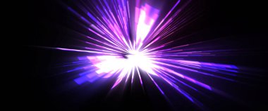 Fütürist mercek patlaması. Parlayan parçacıkları ve çizgileri olan ışık patlaması yıldızı. Güzel soyut ışın arkaplanı.