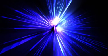 Fütürist mercek patlaması. Parlayan parçacıkları ve çizgileri olan ışık patlaması yıldızı. Güzel soyut ışın arkaplanı.