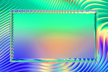 Soyut çerçeveli arkaplan. Renkli, canlı, dalgalı bir duvar kağıdı. Merkezi çerçeveli yaratıcı grafik 2d çizim. Dinamik şekilli modaya uygun sıvı örtüsü.