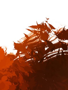 Taranmış Boyalı Soyut Arkaplan. Vahşi kaotik fırça darbeleri. Boya darbeleri. 2D İllüstrasyon. Fırça darbeli resim. 