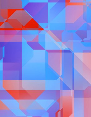 Renkli ve canlı geometrik şekiller katmanları var. Bir teknoloji planının dijital illüstrasyonu. Gelecekçi tasarım şablonu.