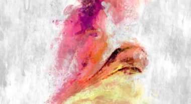 Soyut arkaplanda pürüzlü fırça darbeleri. Fırça boyası. Renkli boya darbeleri. Eşsiz duvar sanatı. Tuvaldeki modern sanat. Renkli çağdaş sanat eserleri. 