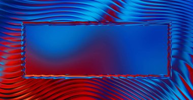 Soyut çerçeveli arkaplan. Renkli, canlı, dalgalı bir duvar kağıdı. Merkezi çerçeveli yaratıcı grafik 2d çizim. Dinamik şekilli modaya uygun sıvı örtüsü.