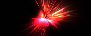 Fütürist mercek patlaması. Parlayan parçacıkları ve çizgileri olan ışık patlaması yıldızı. Güzel soyut ışın arkaplanı.