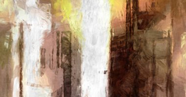 Soyut arkaplanda pürüzlü fırça darbeleri. Fırça boyası. Renkli boya darbeleri. Eşsiz duvar sanatı. Tuvaldeki modern sanat. Renkli çağdaş sanat eserleri. 